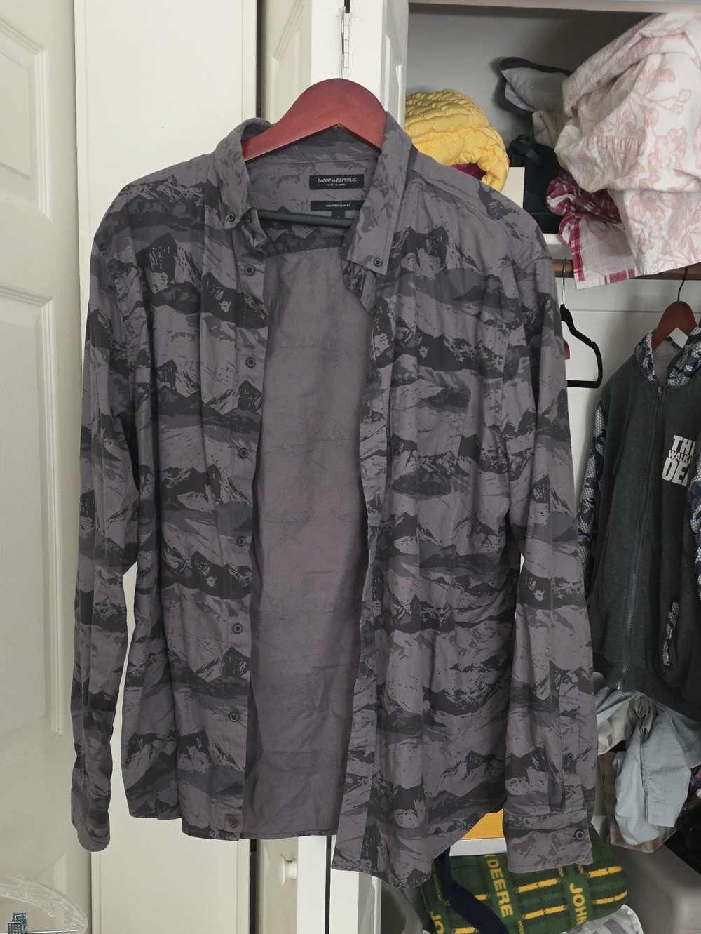 Banana Republic Men's Gray Patterned Shirt Jacket